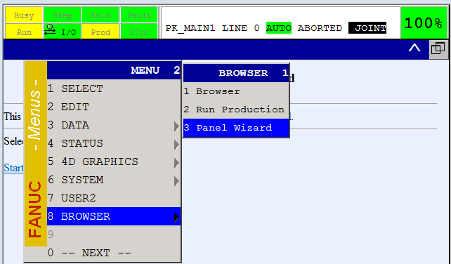 Fanuc Panel Wizard Interface